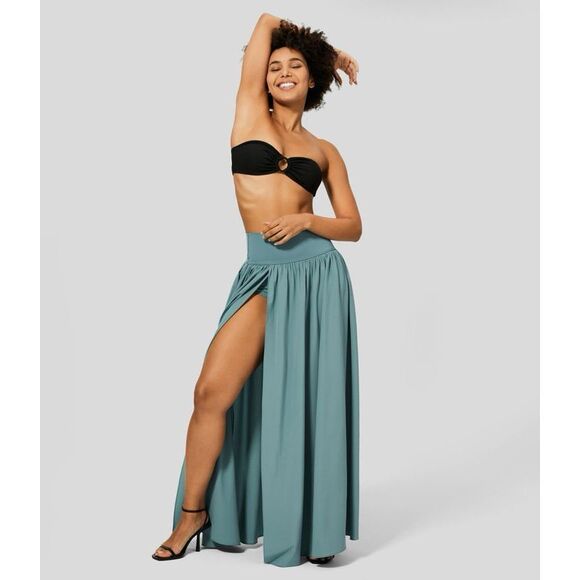 Halara Breezeful High Waisted Plicated Split 2-in-1 Flowy Maxi Casual Skirt Sz L - Picture 6 of 12